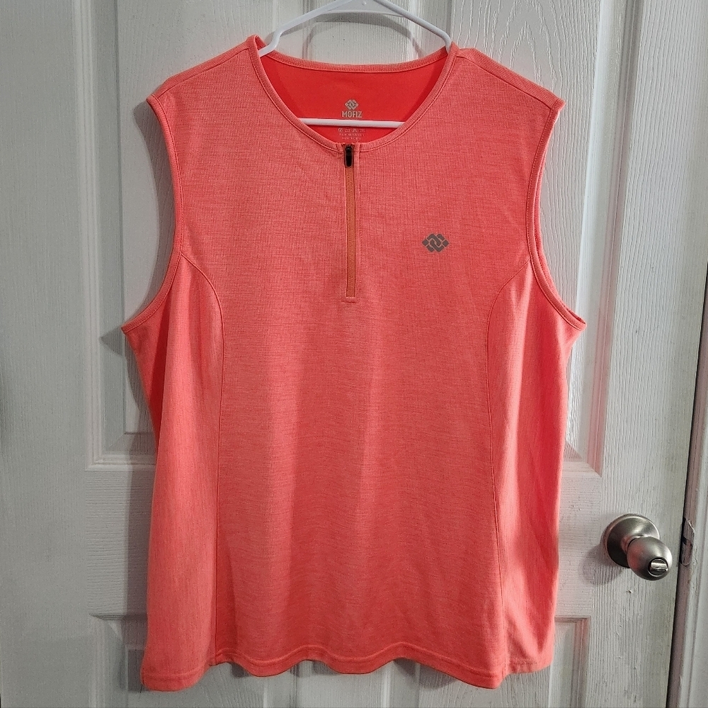 Mofiz orange 1/4 zip tank cycling golf athleisure gym stretchy women 2XL